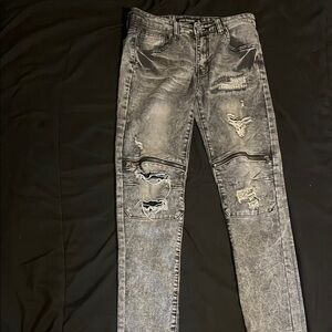NYC Gray Distressed Skinny Jeans